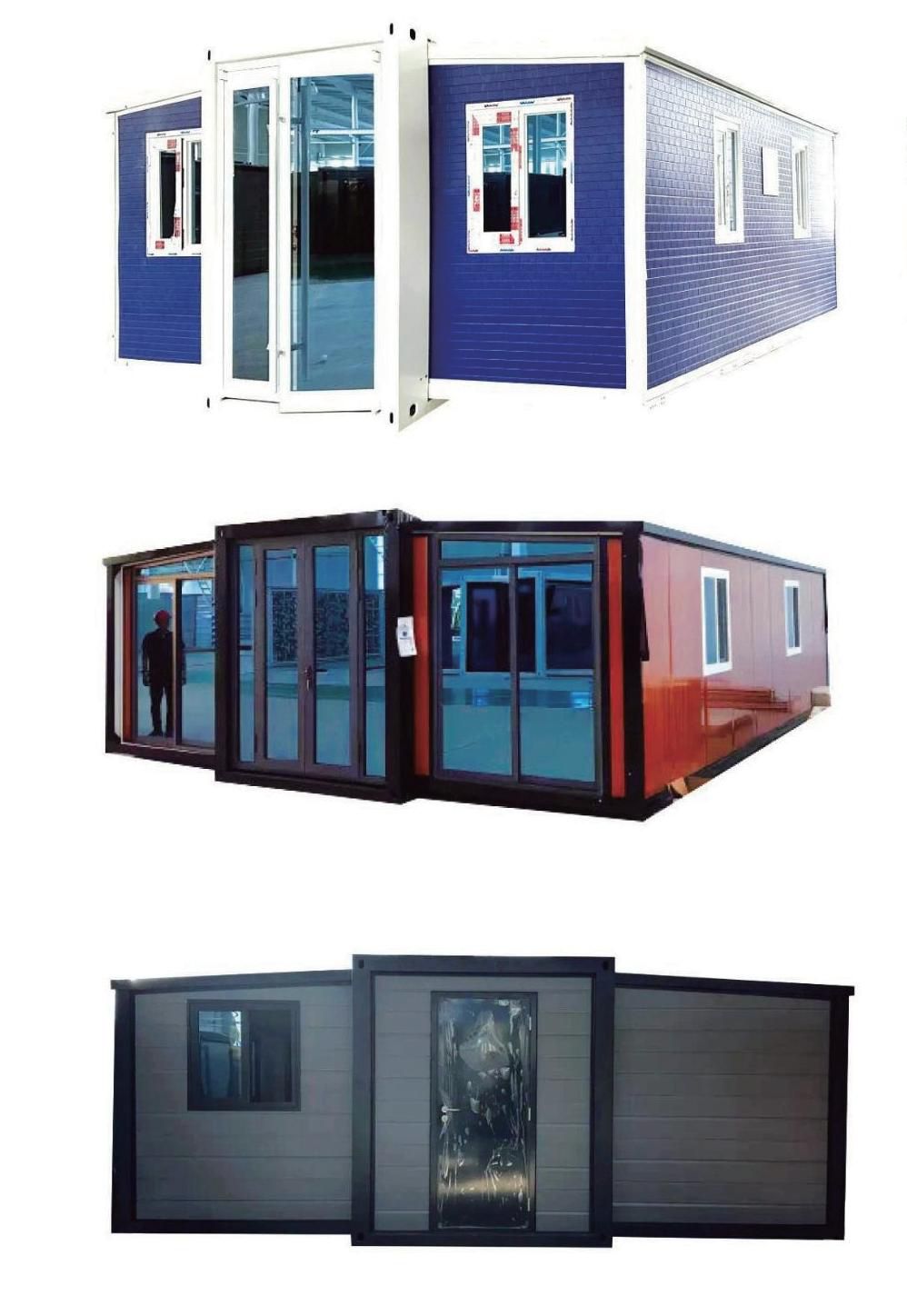 30ft double-wing expandable box house cutout views on white background