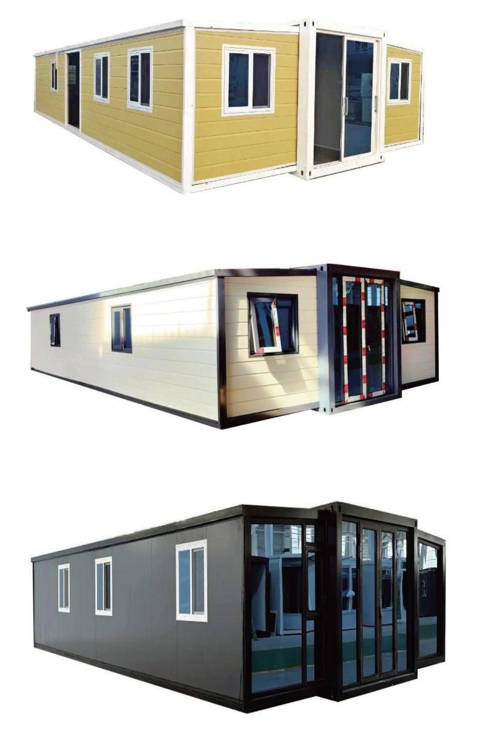 40ft double-wing expandable box house cutout views on white background